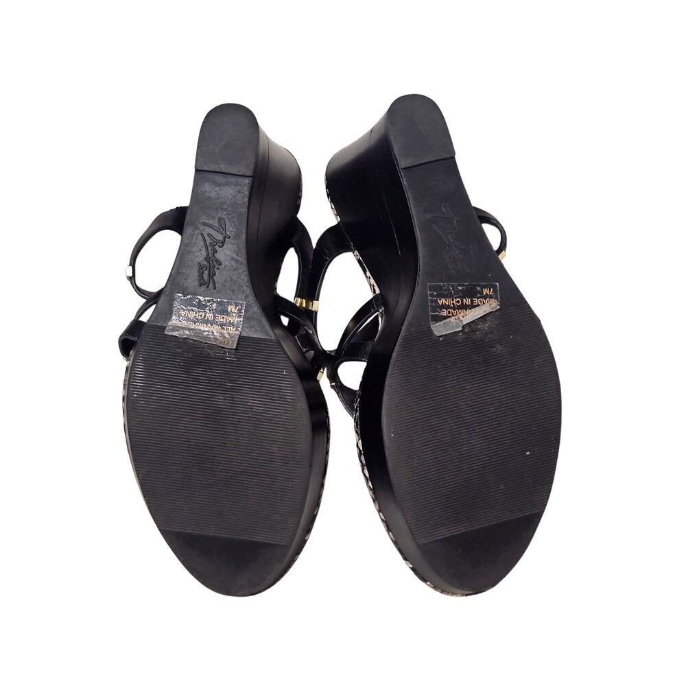 Thalia Sodi Black Marlina Srappy Sandals Snakeskin Gold-tone Hardware Size 7M - Picture 7 of 9
